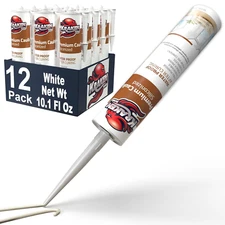 Paintable Caulk White - (12X10.1 Fl. Oz.) Premium Acrylic Latex Sealant for Trim