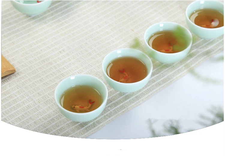 6 peças/lote xícara de chá chinesa porcelana peixe alívio xícara de chá para chá verde Pu'er - Imagem 2 de 2