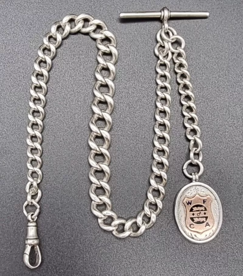 Antique silver pocket watch chains and fobs sales