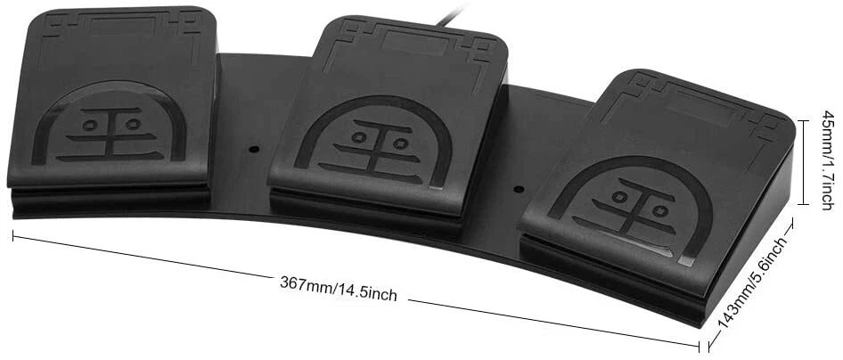 Upgraded USB Triple Foot Pedal Optical Switch Control PC Mouse Game Action HID - Image 2 of 4