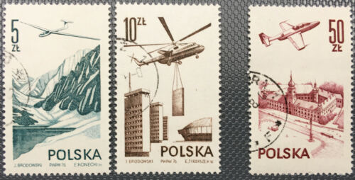 Polen 1976/78 Mi 2437-2438+2540 - Das moderne Flugwesen (I) u. (III) - Bild 1 von 1