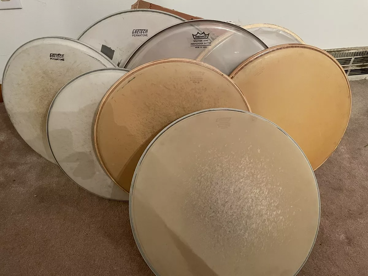 Gretsch And Remo Used Drum Head Lot Vintage With Multiple Calf