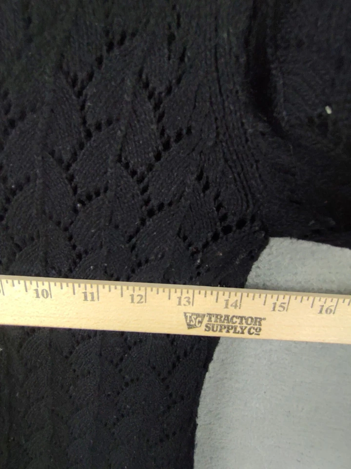 Suéter feminino LL Bean XS pequeno preto lã de cordeiro angorá cashmere cardigã cabine - Imagem 4 de 4