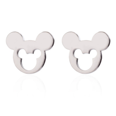 Unisex Titanium Tiny Punk Disney Mickey Mouse Silver/Gold Stud Earrings