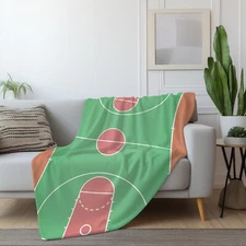 Basketball Court Filed Blanket, Sports Studium Fleece Tapestry