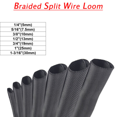 Cable Braided Split-Sleeve Wire Loom Automotive Cabling Core Harness Wrap Cover