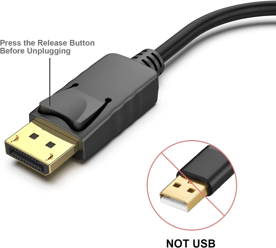 DisplayPort to HDMI, Gold-Plated DP Display Port to HDMI Adapter Male to Female - Image 3 of 4