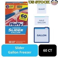 Slider Freezer Bags BPA Free Storage Bags Food Organizing & Freshness 60 Count