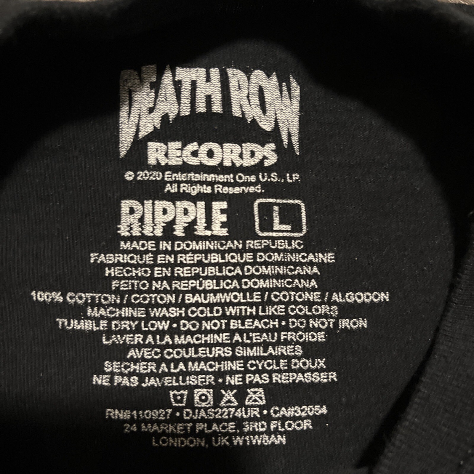 FILA T shirt uomo Death Row Records grande nera grafica intera manica corta girocollo LEGGI
