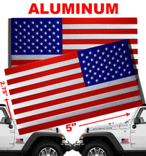3D Metal American Flag Sticker Decal Emblem MIRRORED SET Huge 5" x 2.75" 