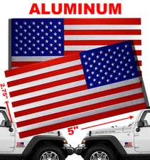 3D Metal American Flag Sticker Decal Emblem MIRRORED SET (Huge 5" x 2.75")