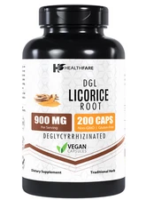 Licorice Root Capsules 900 mg 200 Count DGL Supplement Extract Ultra High Purity
