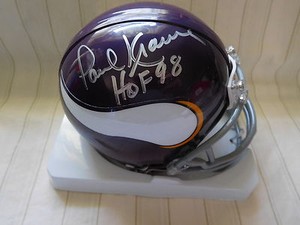 Paul-Krause-signed-T-B-Vikings-mini-helmet-COA-HOF-98
