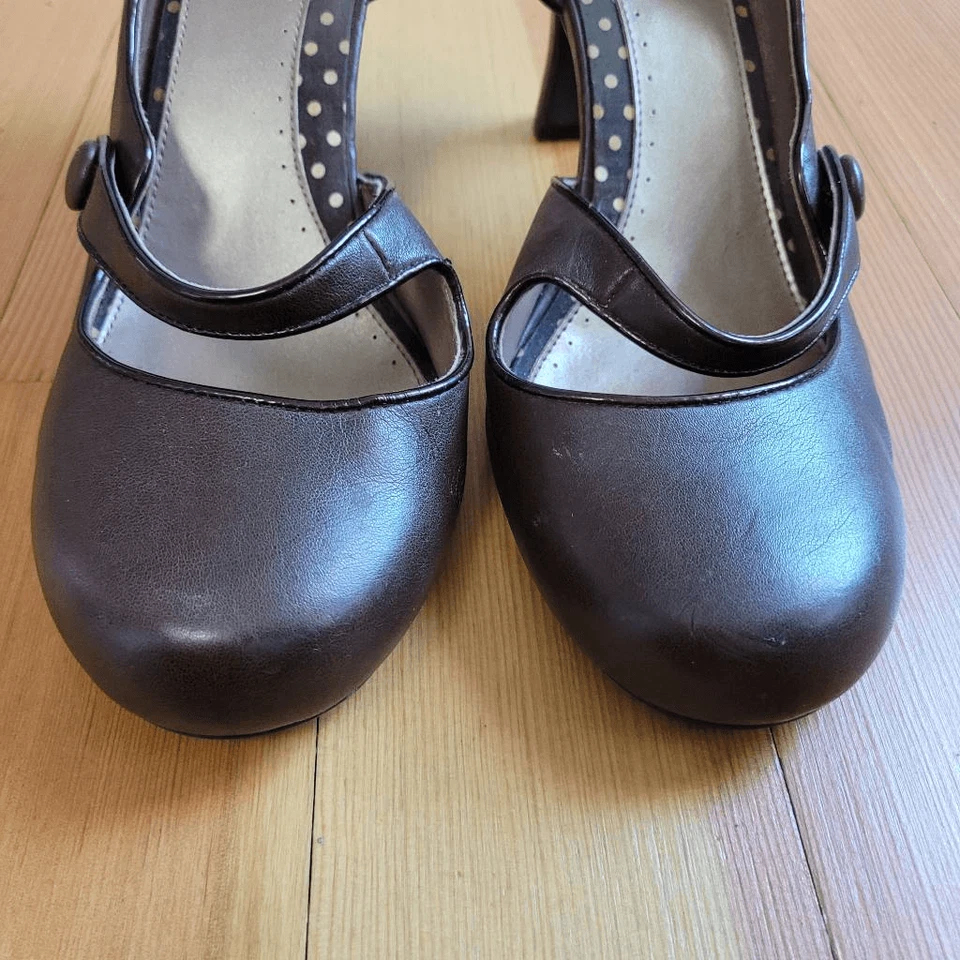 Vintage Y2K mudd chocolate brown kitten heels round toe mary jane twee coquette - Image 4 of 4