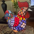Vintage Tiffany Style Stained Glass Chicken Rooster Lamp Farmhouse Works