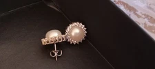 Earrings Pearl With Diamonds  Sterling Silver