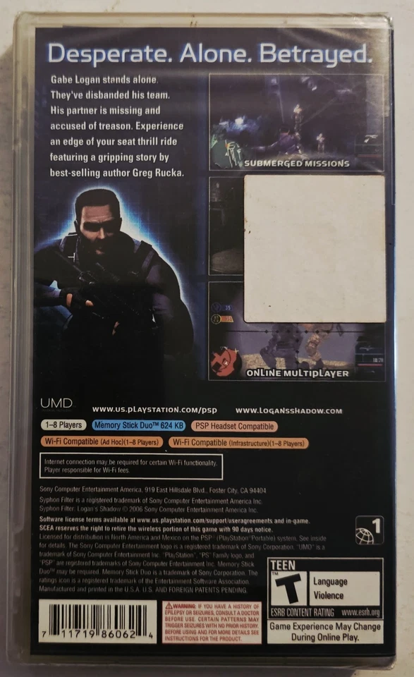 SYPHON FILTER LOGAN'S SHADOW PLAYSTATION PORTABLE PSP BRAND NEW FAST SHIPPING  - Image 2 of 2
