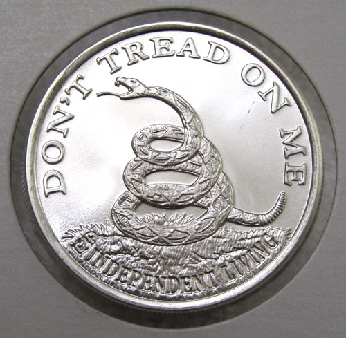 Independent Living Don't Tread Boston Tea Party 1 Troy oz .999 Fine Silver Round