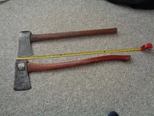 Vintage PLUMB + WORTH Single Bit AXE Head with Handle-lot 2pcs