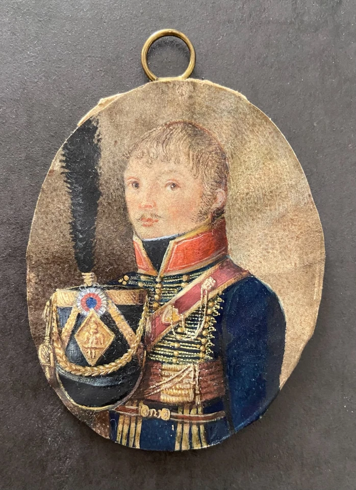 Miniature, portrait d'un Officier Hussard 1er empire vers 1809 - Photo 2/4