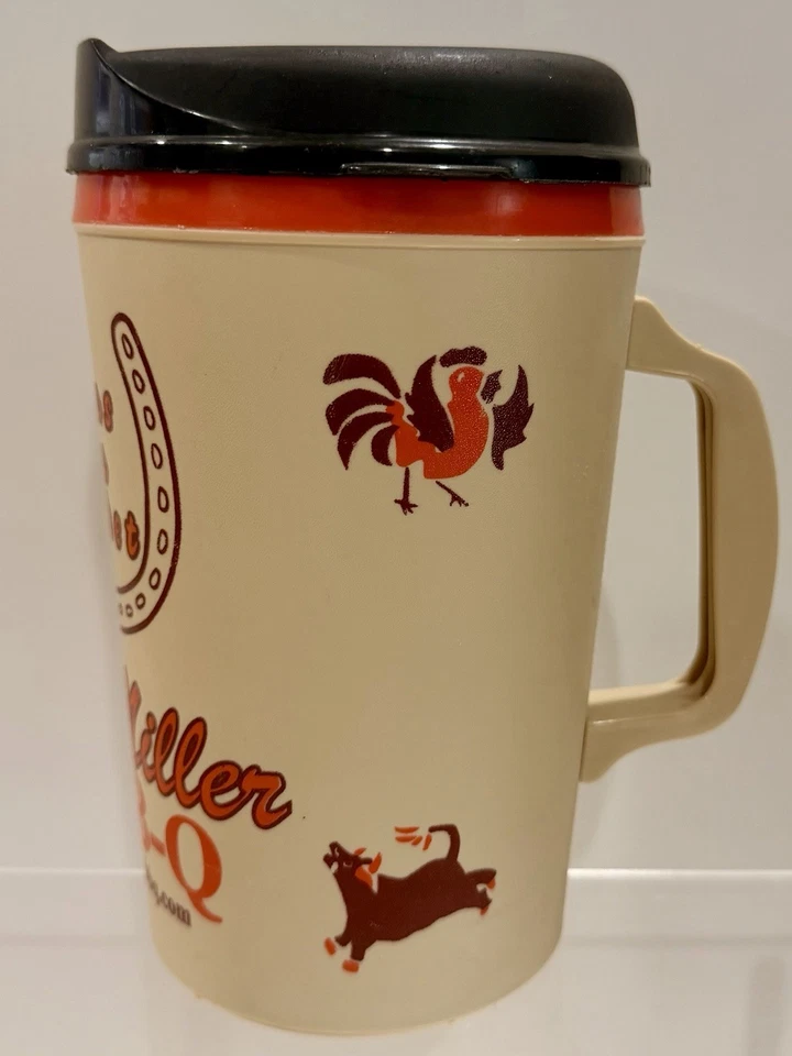 Cubo de té Bill Miller Bar-B-Q Texas taza aislada Aladdin 34 oz con tapa Foto 2 de 4