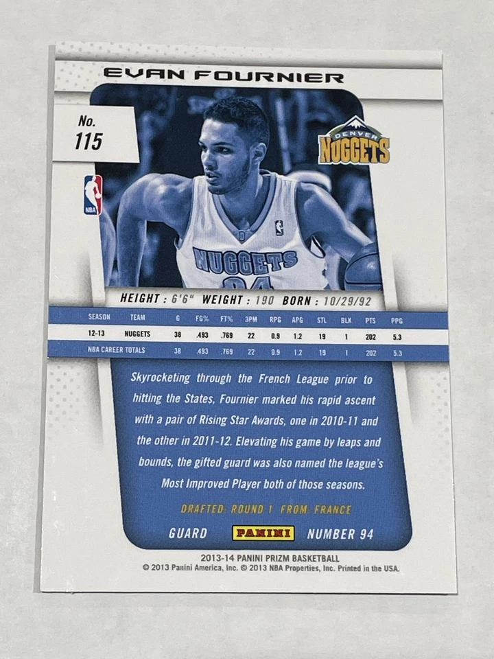 2013-14 Panini Prizm Basketball #115 - Evan Fournier - Denver Nuggets - Image 2 of 2