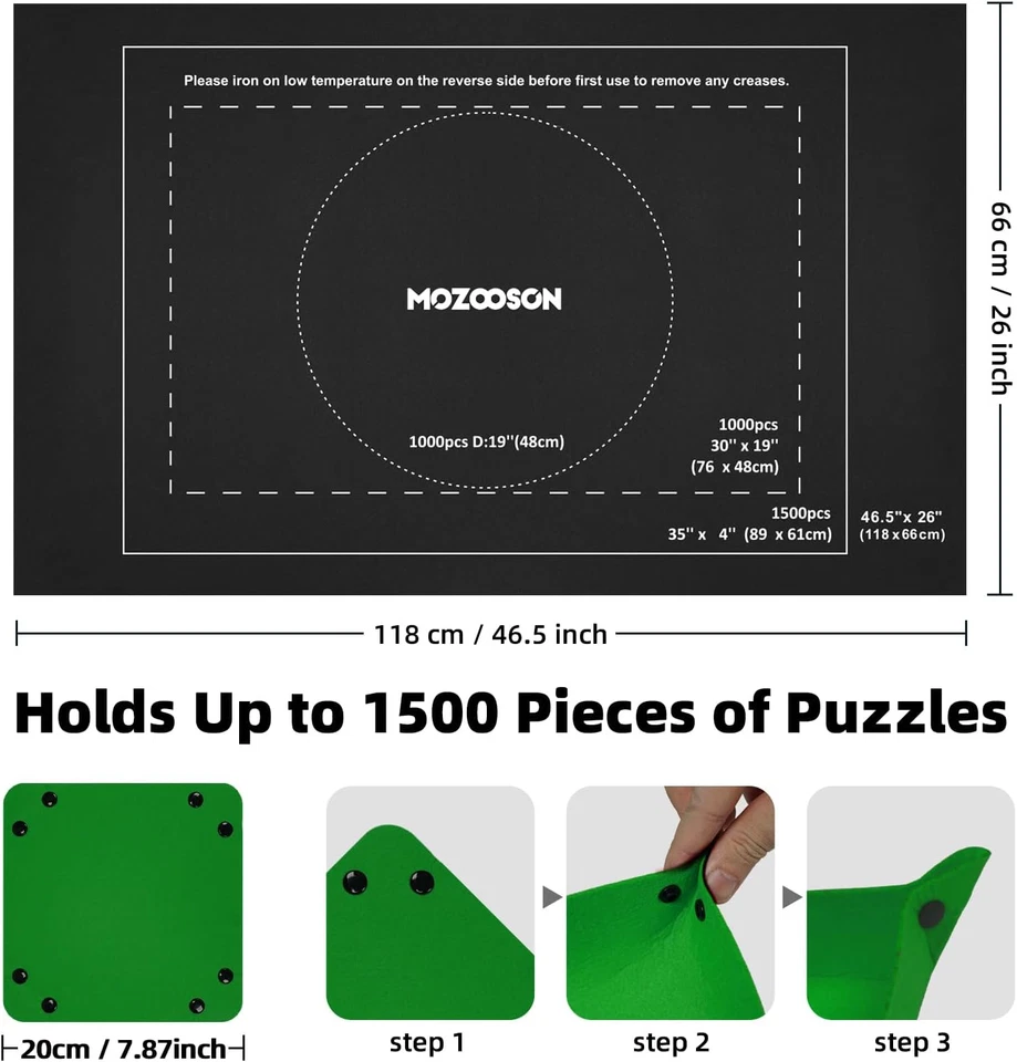 Tappeto Puzzle per 1500 Pezzi, Tappetino Puzzle, Portatile Puzzle Mat Roll, Tapp - Immagine 2 di 4