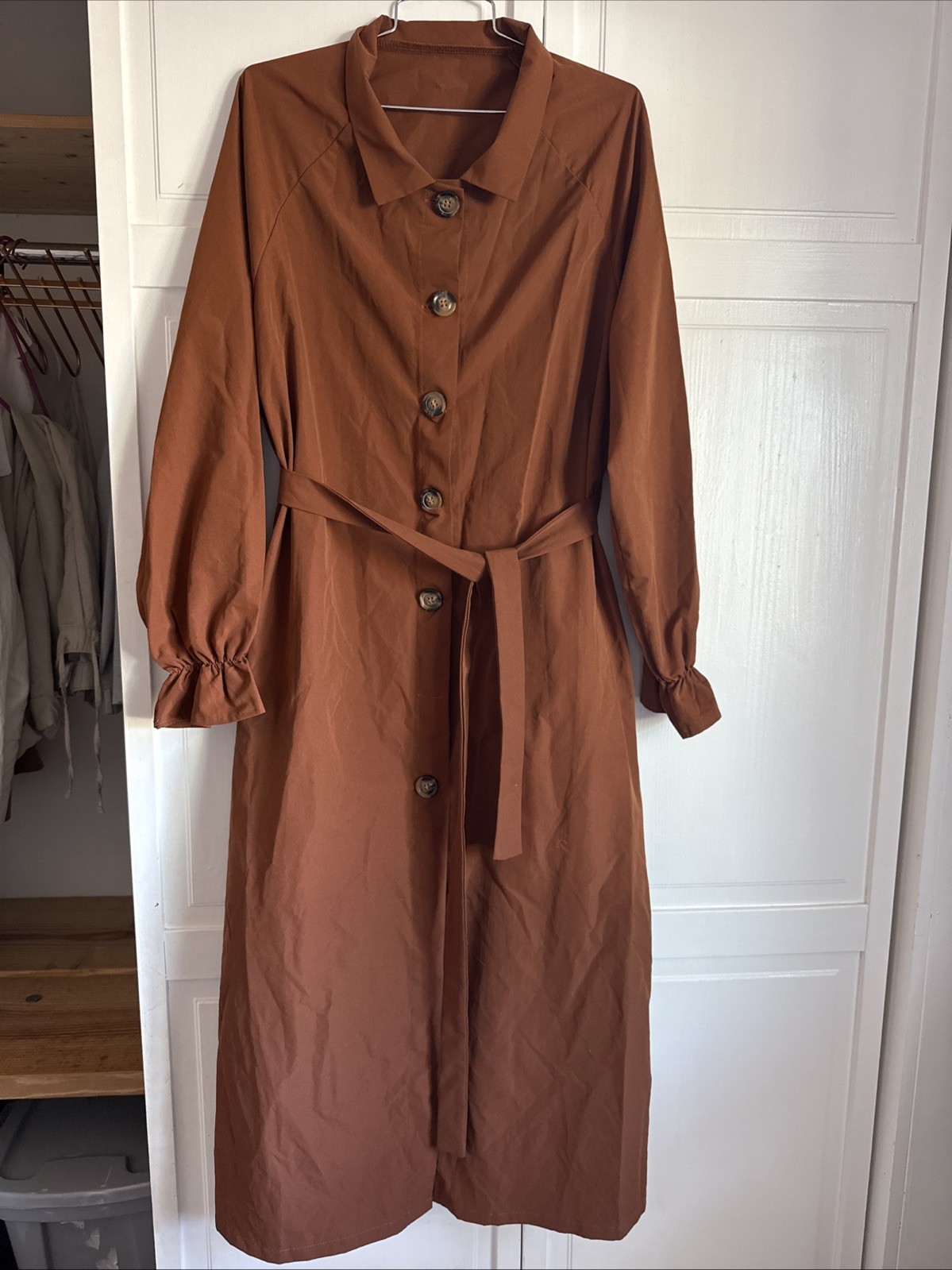 Trench Coat Burnt Brown Maxi Coat Women M-image