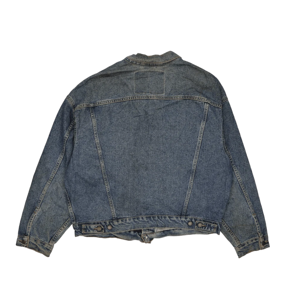 Vintage Levis Denim Trucker Jacket Mens Medium Mid Blue Relaxed Fit Mexico 90s, photo 2 of 4