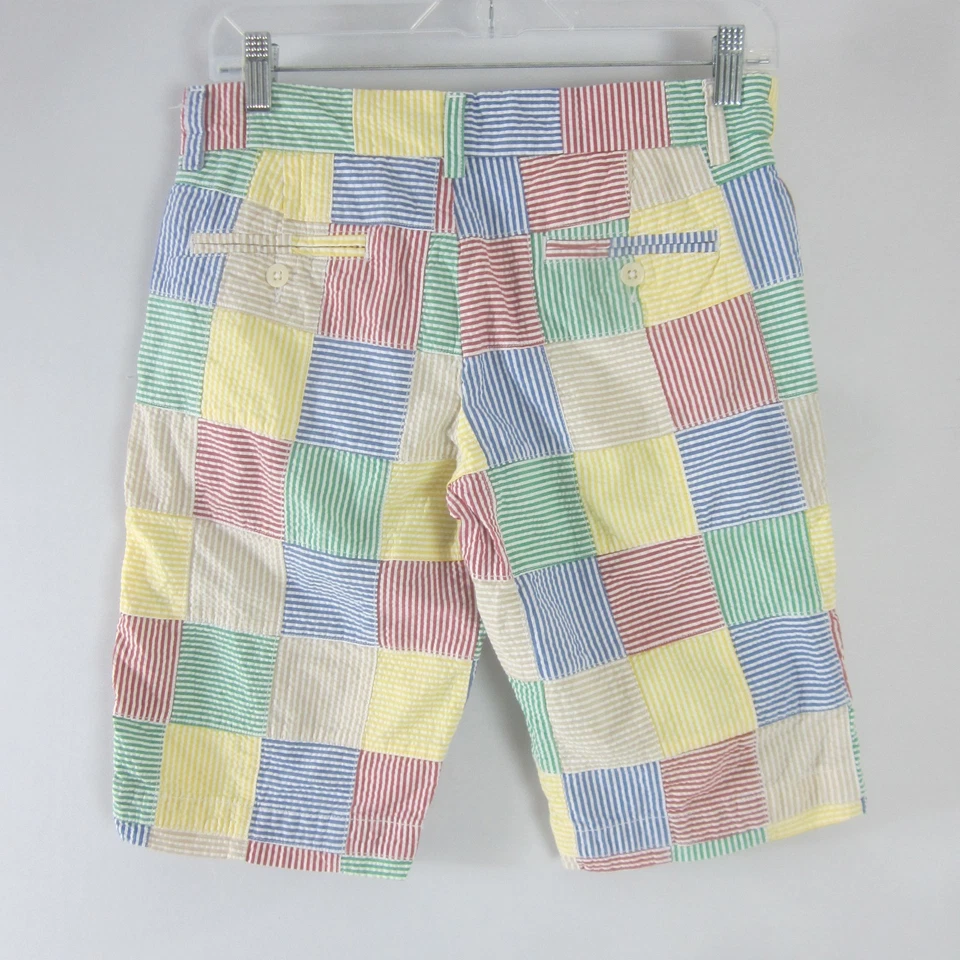 Nuevo Ralph Lauren Sport Mujer 2 Amarillo Rojo Rayas Seersucker Pantalones Cortos Patchwork Foto 2 de 4