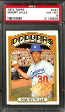 1972 Topps #437 MAURY WILLS PSA 8 NM-MT 21196908 