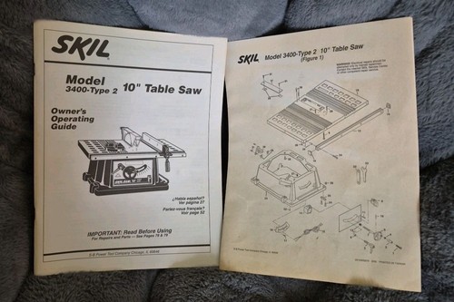 Skil 10" Tischkreissäge Modell 3400 - Typ 2 Bedienungsanleitung & Teile Handbuch 79 Seiten...