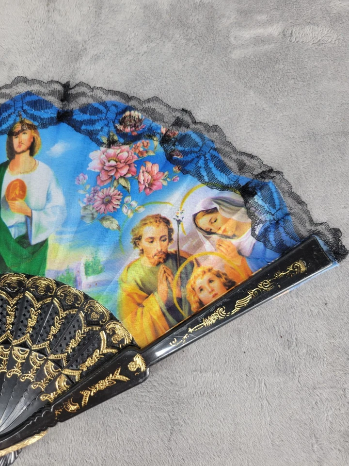 Abanico de mano St. Jude Thaddeus Jude Apostle religioso multicolor de plástico 15" Foto 2 de 4