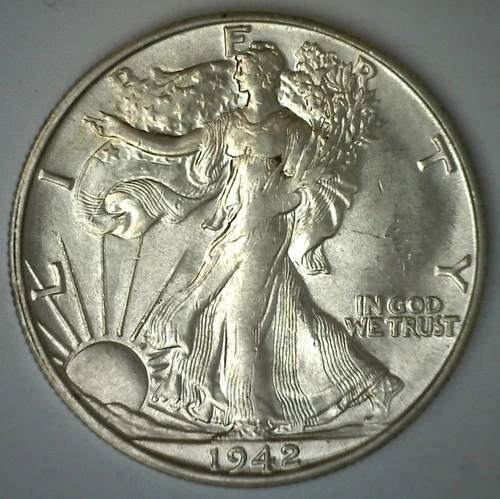 1942 S Walking Liberty Silver Half Dollar BU Walker Uncirculated Half Dollar 50c