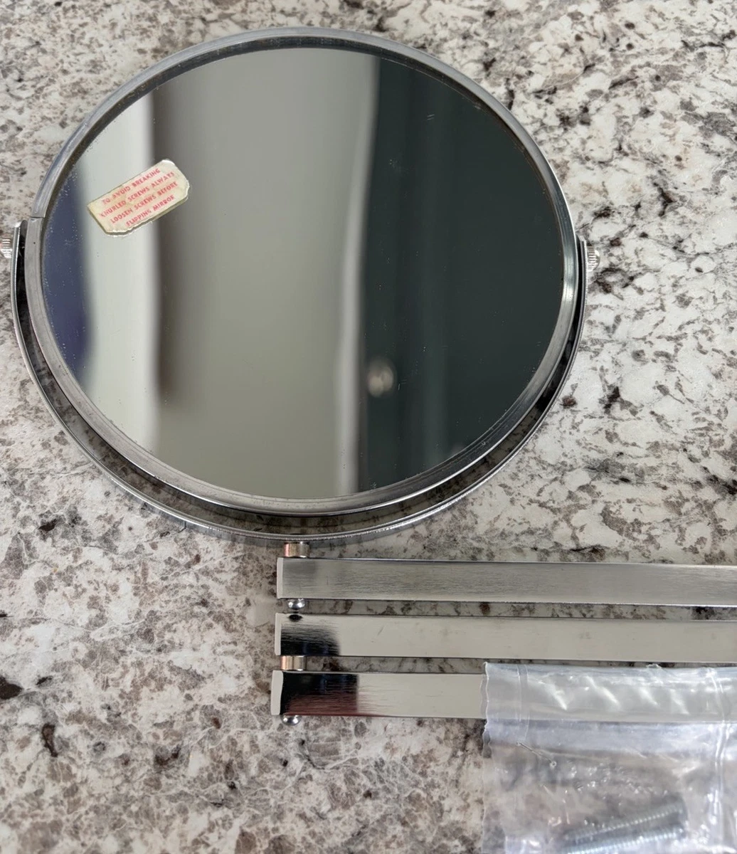 Vintage Beveled Shaving Mirror Lg 8" Accordion Wall Mount Barber Dual Sided MCM