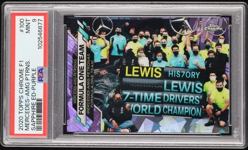 2020 Topps Chrome F1 Sapphire Purple Mercedes-AMG Lewis Hamilton /10 #100 PSA 9