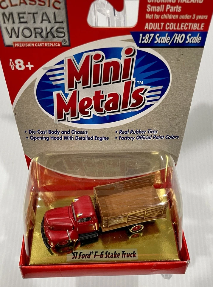 Classic Metal Works 30121 HO Mini Metals Red/Brown 1951 Ford F-6 Stake Truck NOS - Image 2 of 4