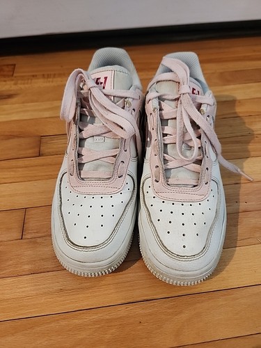 Nike Air Force 1 Low Blanco Rosa Swoosh Mujer Talla 6 Usado - Imagen 2 de 10
