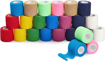 24-Rolls Self Adherent Bandage Wrap 2 Inch X 5 Yards   Breathable Vet Tape, Elas
