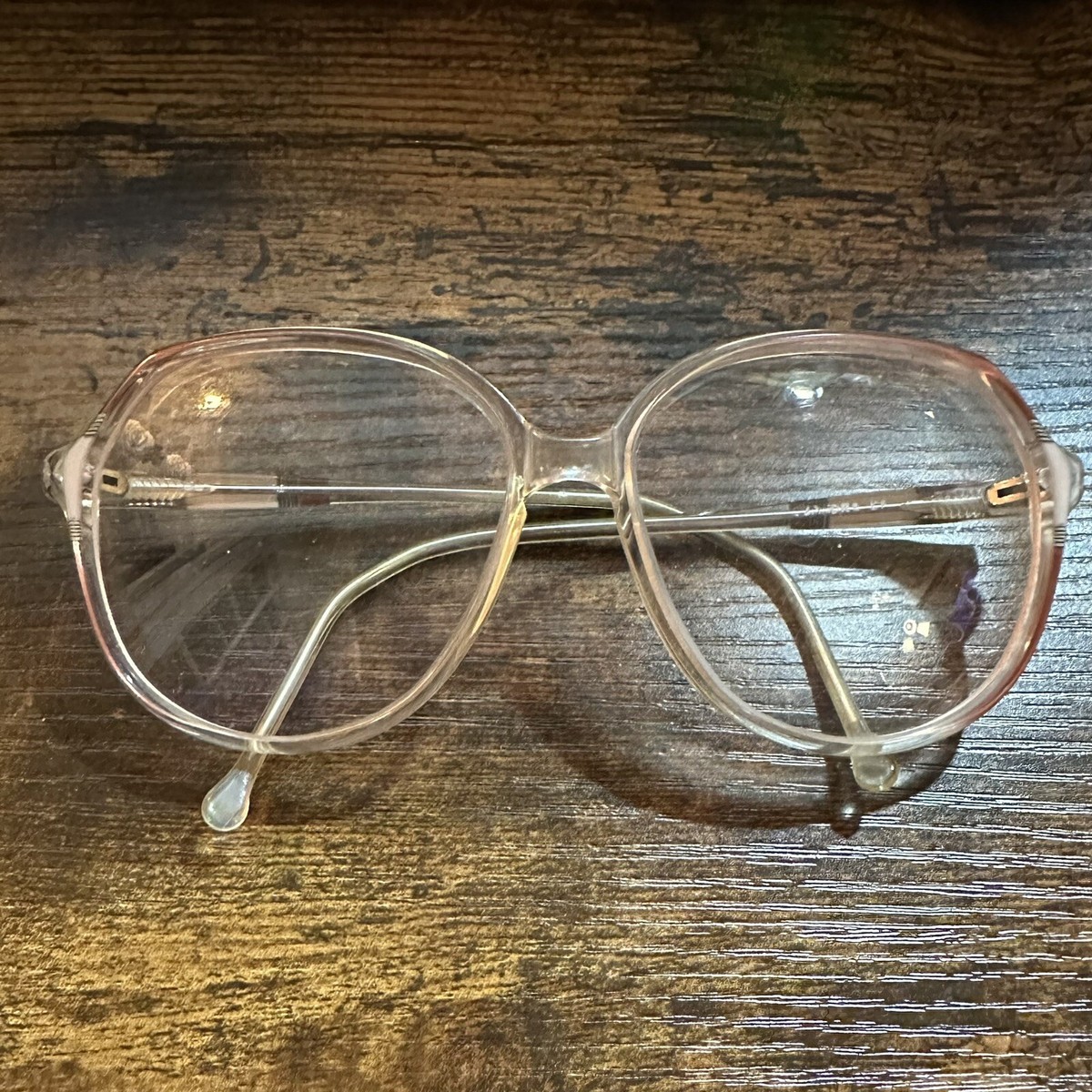 Vintage 1960s Womens Oversized Pink Clear Oval Sun/Eye Glasses