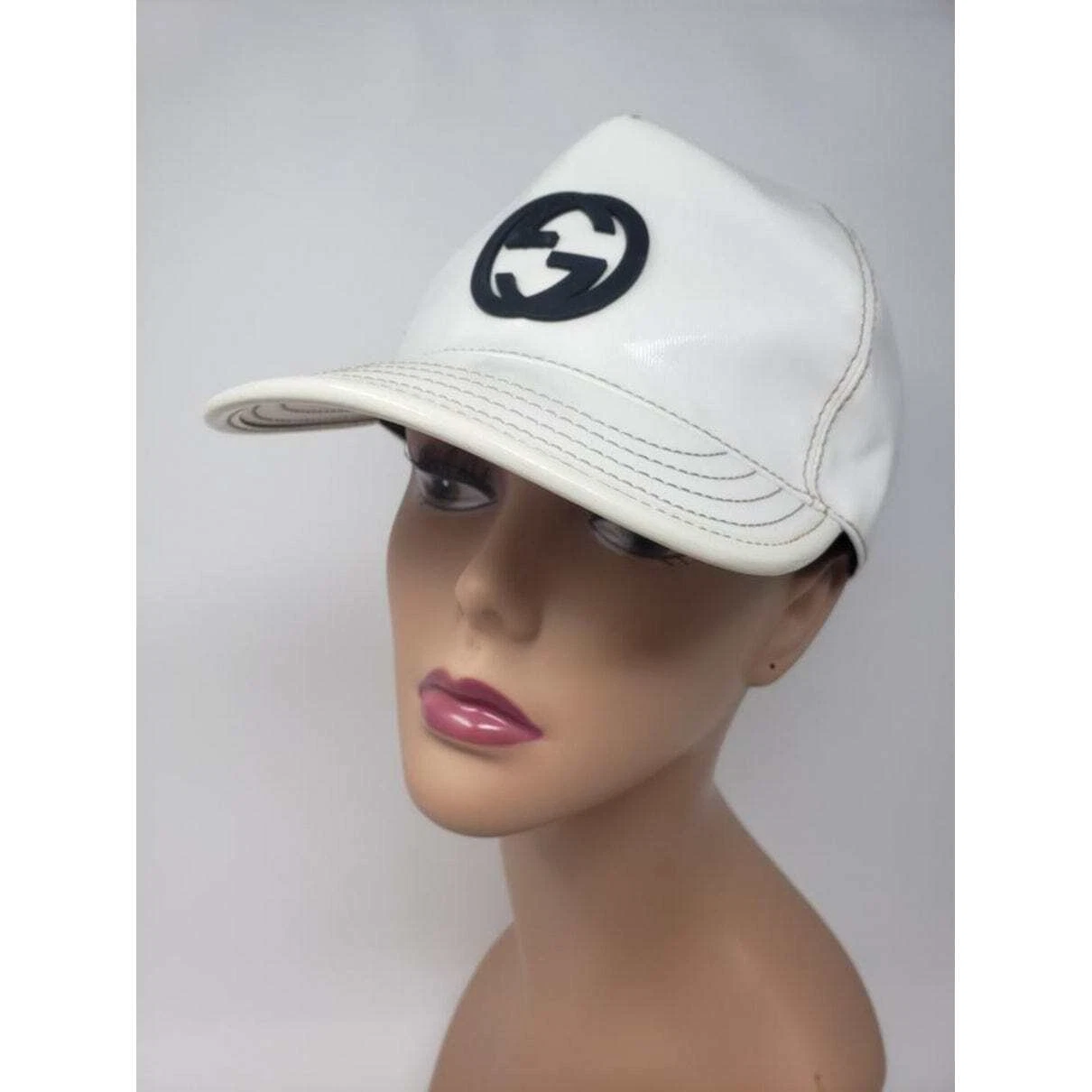 Cappellino da baseball Gucci bianco logo GG XL taglia lana