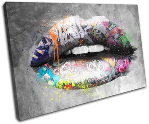 Graffiti Lips Urban Grunge Fashion Single Canvas Wall Art Picture Print Ebay