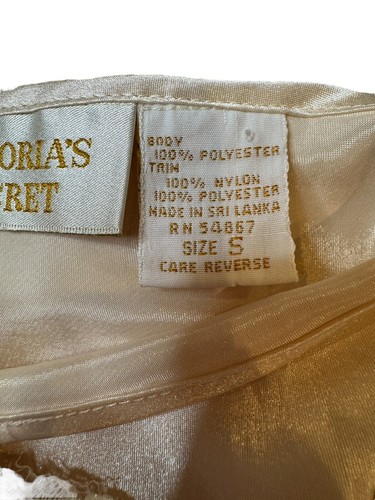 Victoria's Secret Long Nightgown Ivory Satin & Lace Gold Label Vintage Sz Small - Picture 6 of 7