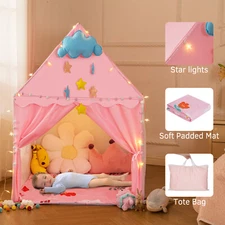 51"Pink Princess Castle Play Tent Kids Girls Playhouse Indoor/Outdoor Game House