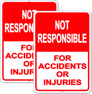 #ad 2 Pack Property Warning Sign: Not Responsible for Accidents or Injuries 10quot; x 7 $12.14