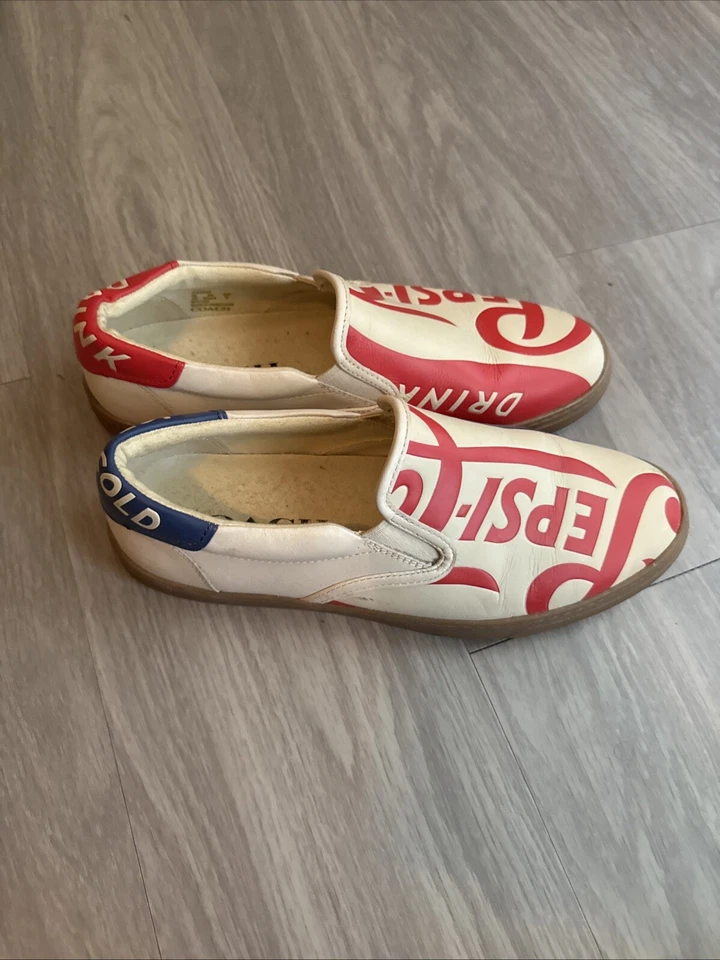 Coach Mens C117 Pepsi Motif White Multicolor FG2047 Size 10 - Image 2 of 4