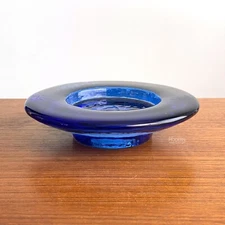 Fire And Light Recycled Glass Cobalt Blue 6 3/4" Candle Holder Wine Bottle Stand