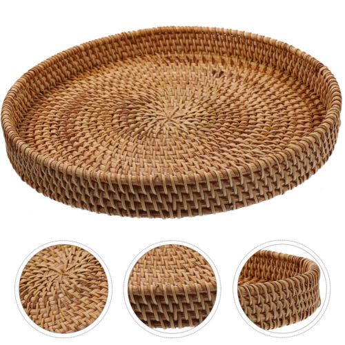  Rattan Storage Basket Fruits Table Tray Coffee Desktop Accessories - Picture 1 of 12