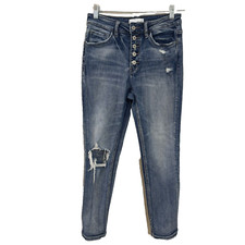 VERVET by Flying Monkey Women’s 25 Button  Blue Distressed Stretch Skinny Jeans