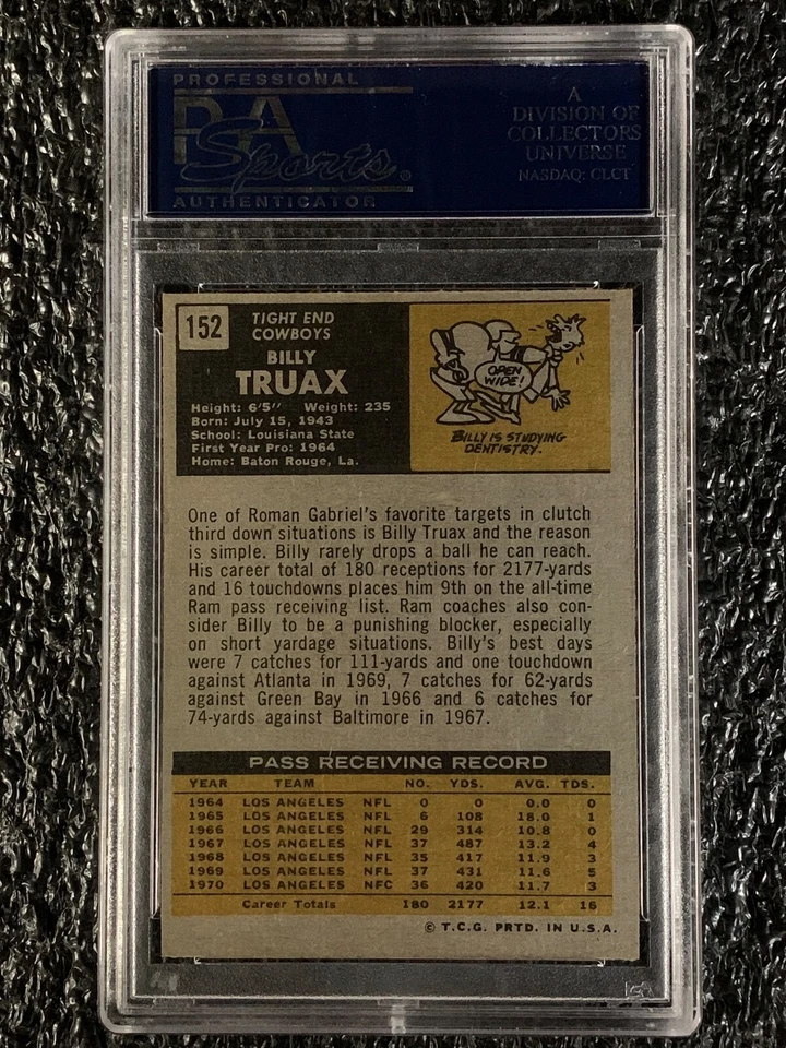 1971 Topps Football #152 Billy Truax PSA 8 - Image 2 of 2